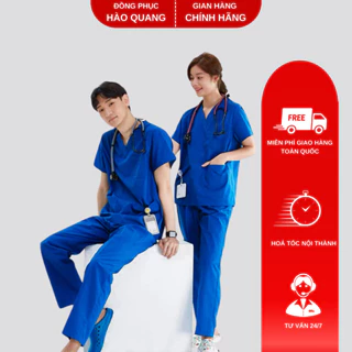 Bộ scrubs bác sĩ Hào Quang màu xanh đoàn hàng cao cấp
