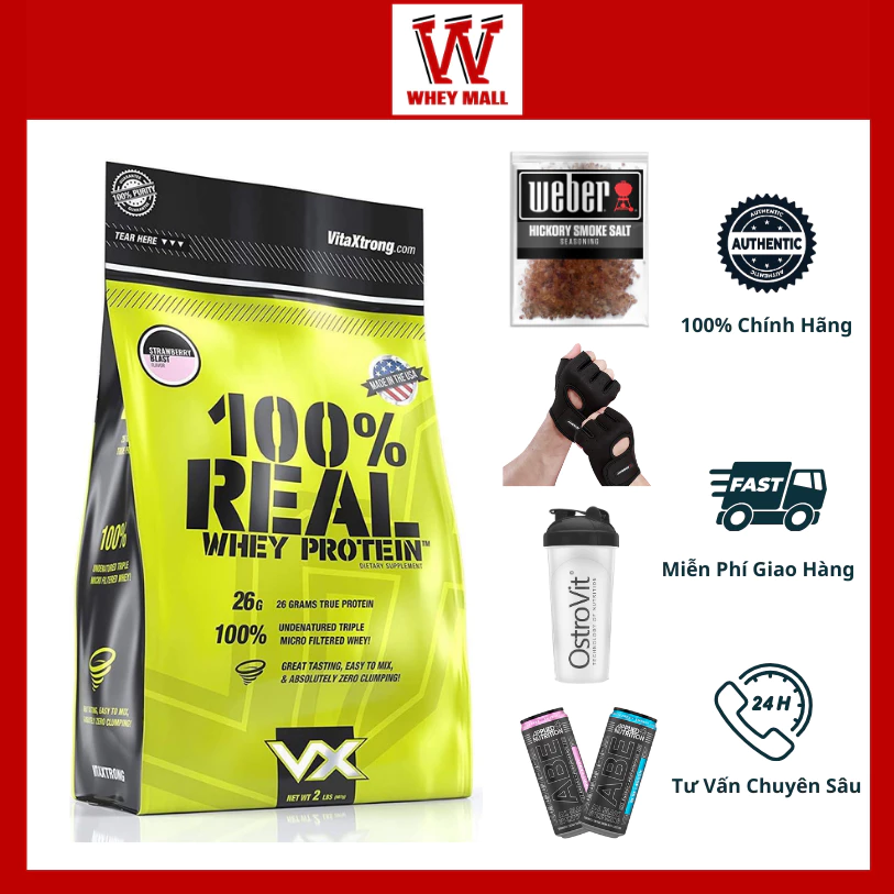 VitaXtrong 100% Real Whey Protein 2lbs Hỗ Trợ Tăng Cơ Bổ Sung Vitamin Khoáng Chất