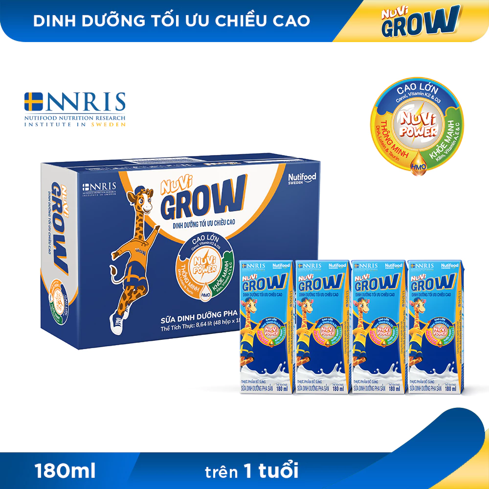 [ HSD T11.2024]  - Thùng 48 Hộp 110ml Sữa Bột Pha Sẵn Nuvi Grow Trên 1 Tuổi- Phát Triển Chiều Cao