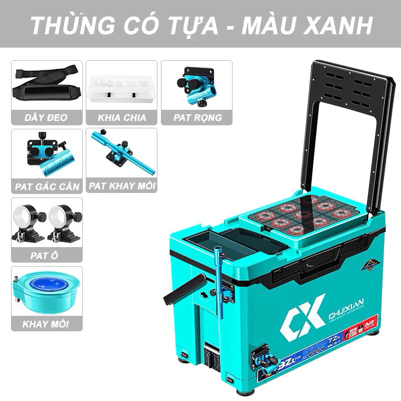 Thùng câu đài chixuan 32 lít hàng loại 1 siêu bền nhựa abs đủ màu xanh ngọc, vàng,đen, hồng hàng đều chính hãng