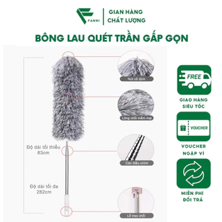 Chổi Quét Trần Thông Minh Gấp Gọn Đa Năng Tiện Lợi Bông Mềm Mại Cuốn Đi Từng Hạt Bụi FANNI