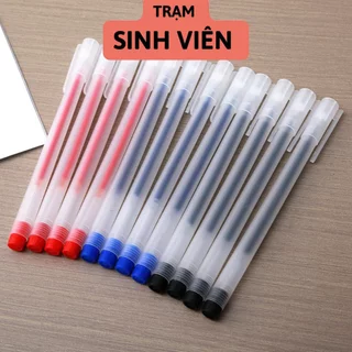 Bút Bi Nước Mực Gel Đen Xanh Đỏ Khô Nhanh Ngòi 0.5mm, Mực Đều, Nét Chữ Đẹp Đủ Màu - Trạm Sinh Viên.