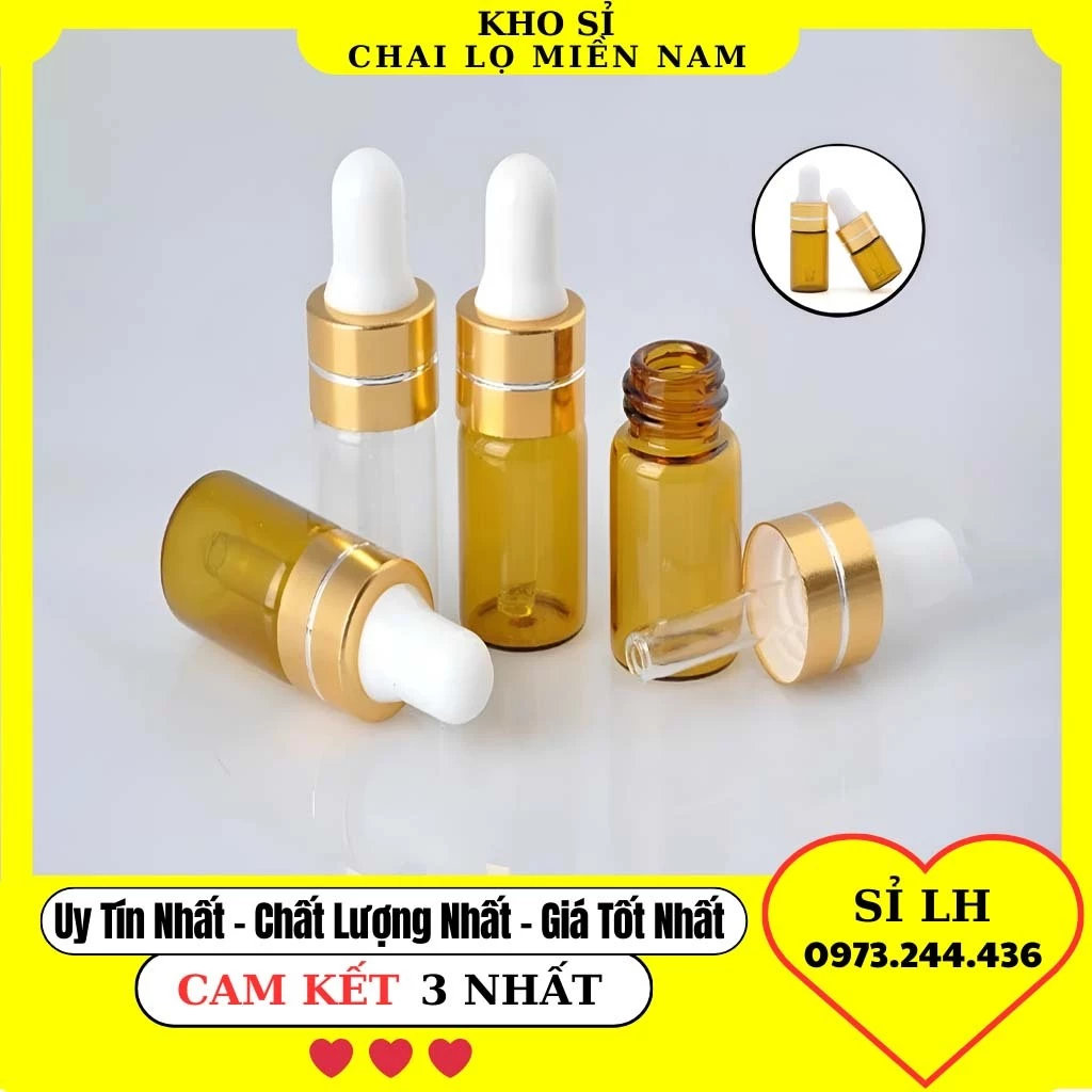 Chai Lọ Chiết Serum 10ml Nắp Vặn Có Núm - Ống thủy tinh, Chai Lọ Thủy Tinh Đựng Tinh Dầu -  Kho Sỉ Chai Lọ Miền Nam