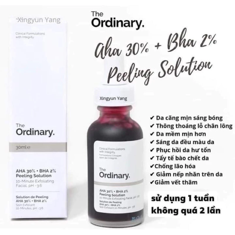 Tinh Chất tẩy da chết không bong tróc, Giảm thâm 30ml, Peel sinh học AHA 30%+BHA 2%