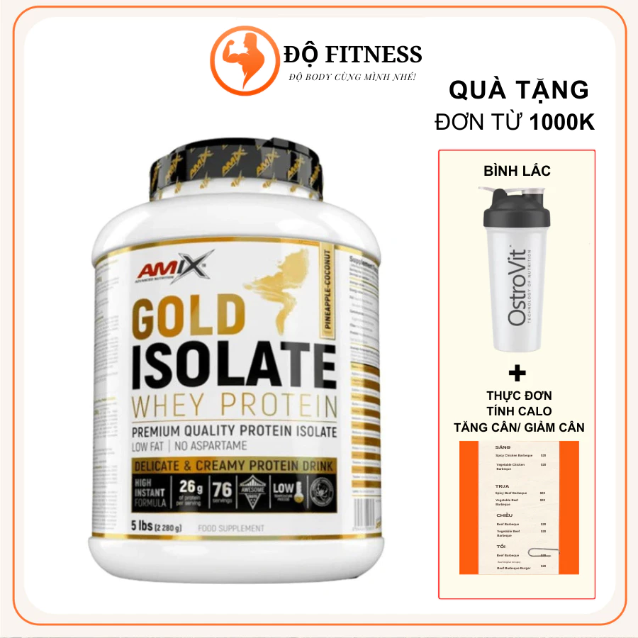 Amix Gold Isolate Whey Protein 5lbs hấp thụ siêu nhanh, phát triển Bổ sung Protein, Tăng Cơ, phục hồi Cơ, chứa BCAA, EAA