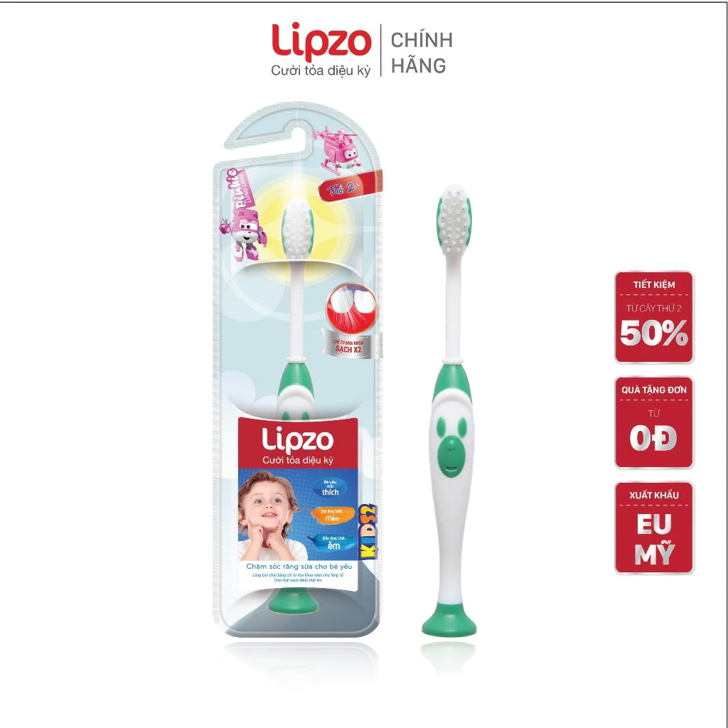 [Combo 4] Bàn Chải Đánh Răng Trẻ Em Lipzo Kids S2 Lông Chỉ Tơ Nha Khoa Siêu Mảnh Kháng Khuẩn Cho Bé Trên 5 Tuổi