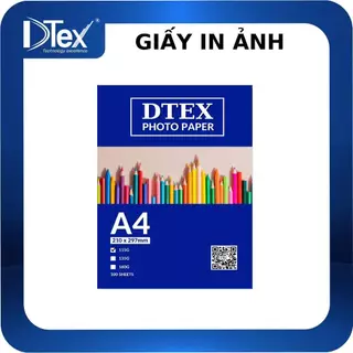 Giấy In Ảnh DTEX 1 Mặt, Khổ A4, 115g, 100 tờ/xấp