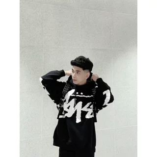 Áo Sweater Stussy, áo nỉ cổ tròn tay bồng dáng basic nam nữ in chữ lớn toàn thân siêu đẹp hàng dày dặn HN52PL9