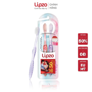 Bộ Đôi Tiết Kiệm Bàn Chải Đánh Răng Lipzo Crystal Love For Girl Cho Nữ Giới Công Nghệ Lông Nở Kết Hợp Chỉ Tơ Nha Khoa