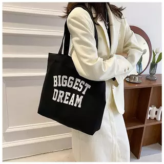 Túi tote vải canvas ulzzang unisex ,in chữ có khoá miệng đựng vừa sách vở ,laptop 15.inch có ngăn nhỏ bên trong