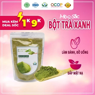 Bột trà xanh nguyên chất Mộc Sắc 100g dùng để uống, làm bánh, làm mặt nạ đắp mặt, tắm trắng