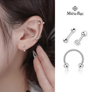 Khuyên tai bạc nữ Miêu Bạc Bông tai nữ chất liệu bạc S925 thiết kế đơn giản chốt xoắn phong cách Hàn Quốc B400063 MB03