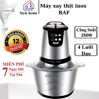 Máy xay thịt RAF INOX 250W, cối inox 304, 4 lưỡi xay sắc bén [1 ĐỔI 1 - BẢO HÀNH 12 THÁNG]