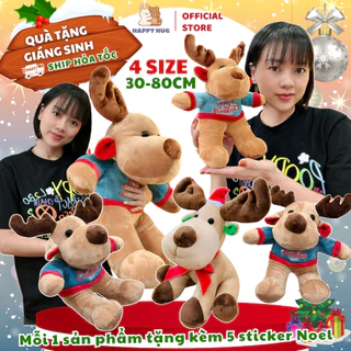 Gấu Bông Tuần Lộc Mặc Áo, Phụ Kiện Trang Trí Giáng Sinh Size 30/40/50/80cm Quà Tặng Noel Cho Bé Và Học Sinh - Happy Hug