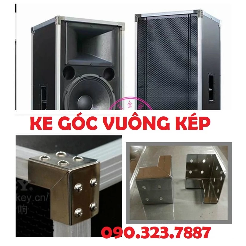 Bộ 04 ke góc vuông chân kép đóng tủ máy âm thanh, tủ case, thùng loa . Loại tốt