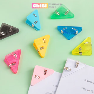 Kẹp giấy tam giác ChiBi, ghim kẹp bướm dễ thương nhiều màu pastel chắc chắn, dành cho học sinh KG1