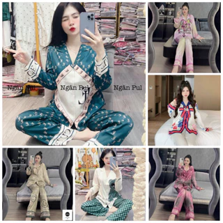 Đồ bộ pijama lụa xước cổ truyền thống dễ thương, giá rẻ siêu xinh, siêu đẹp dưới 62kg