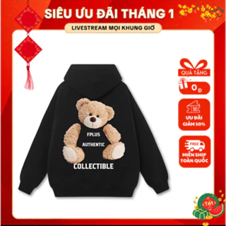 Áo Hoodie Nam Nữ AZILA Chất Nỉ Bông Cotton Form Basic Phong Cách Hàn Quốc 5 Màu in Gấu Teddy - TD104