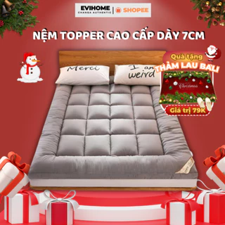 Topper Nệm - Tấm Bảo Vệ Nệm Cao Cấp  Dày 7cm, Giảm Đau Mỏi Vai Gáy Chất Cotton Đũi Size M2, M6, M8, 2M2