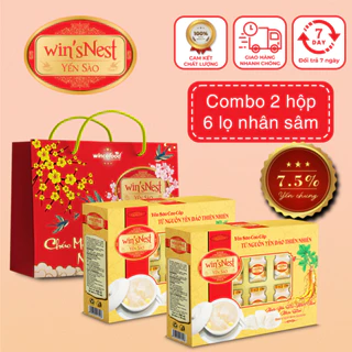 Combo 2 hộp Nước Yến Sào winsNest Nhân Sâm (Hộp 6 lọ) kèm túi xách