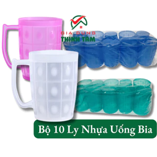 [THỊNH TÂM] Bộ 10 Ly Nhựa Dẻo Uống Bia, Nước Ngọt, Nước Mía