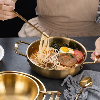 Nồi Lẩu, Mì Cay, Soup- Chảo Nấu Ăn MINI Bằng Thép Không Gỉ Phong Cách Hàn quốc 20CM