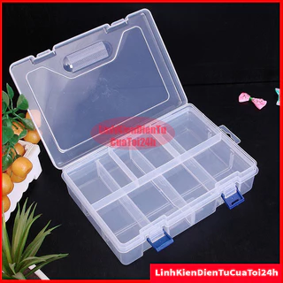 Hộp Nhựa 2 tầng 8 ngăn 23x16x6cm Đựng Linh Kiện, đồ trang sức, đồ chơi, đồ nail mi, móng