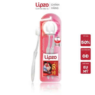 Bộ Đôi Tiết Kiệm Bàn Chải Đánh Răng Lipzo Ruby Sensi Lông Chỉ Tơ Nha Khoa, Phù Hợp Phụ Nữ Men Răng Yếu, Nhạy Cảm