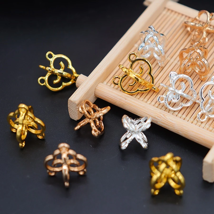 Phiến khoen treo đúc họa tiết hoa văn 4 cạnh nguyên liệu làm trân trang sức cổ trang cosplay NL1274