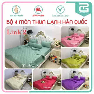 Bộ ga gối Thun Lạnh Hàn Quốc {4 món} họa tiết trơn 1 màu cao cấp