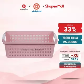 Rổ chữ nhật 2 size (3597-3598) có quai cầm nhựa Việt Nhật, Khay chữ nhật đựng tài liệu, đồ dùng văn phòng đa năng -01371