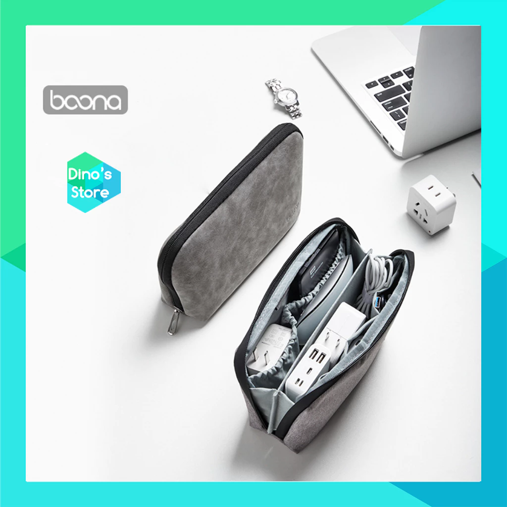 Túi phụ kiện công nghệ đựng pin sạc dự phòng, điện thoại, cáp sạc usb, tai nghe Boona A004 DinoStore