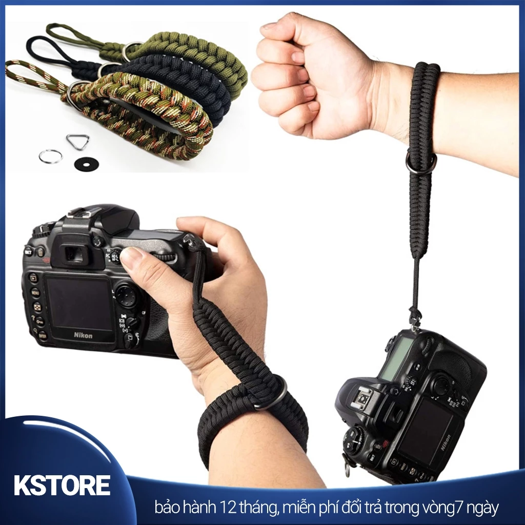 Dây đeo máy ảnh cổ tay vải dù đan cho máy Fujifilm, Sony, Canon, Nikon...