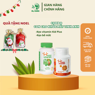 COMBO 1 hộp kẹo dẻo vitamin tổng hợp cho bé KIDS PLUS tăng sức đề kháng và 1 hộp viên ngậm bổ mắt happy vitamin