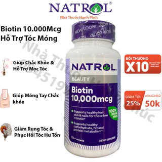 Viên Uống Hỗ Trợ Mọc Tóc Natrol Biotin 10000 Mcg 100 Viên Của Mỹ