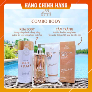 Combo Tắm Ủ Trắng 30s Light On Và Body Truyền Trắng 3 Days Mairis - Tẩy Tế Bào Chết, Dưỡng Trắng Mịn, Chống Nắng