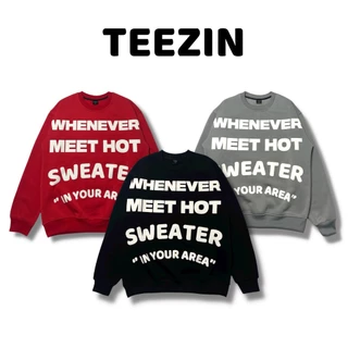 Áo sweater TEEZIN, áo nỉ bông in nổi form rộng unisex nam nữ- TZ13