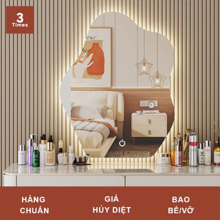 Gương treo tường hình mây, có led, gương treo bàn trang điểm, nhà tắm, decor showroom, bao bể vỡ, cảm ứng tắt mở