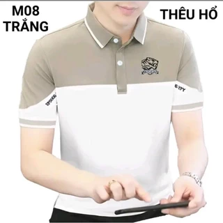 Áo polo nam thêu hổ, bản xuất  cao cấp vải cotton cá sấu dày dệt kim, thoáng mát, co dãn 4 chiều