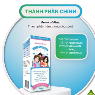 Healthyplex Bonecal Plus bổ sung canxi, magie, vitamin D3 K2 hỗ trợ phát triển chiều cao, xương răng chắc khỏe - 100ml