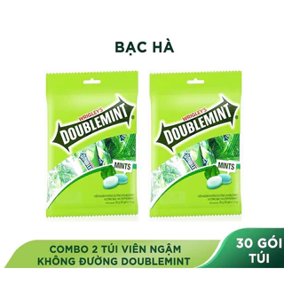 Combo 2 Túi Viên Ngậm Không Đường Doublemint Hương Bạc Hà Túi 30 Gói 2 Viên