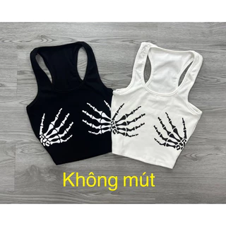 áo thun 3 lỗ in hình bàn tay fom croptop