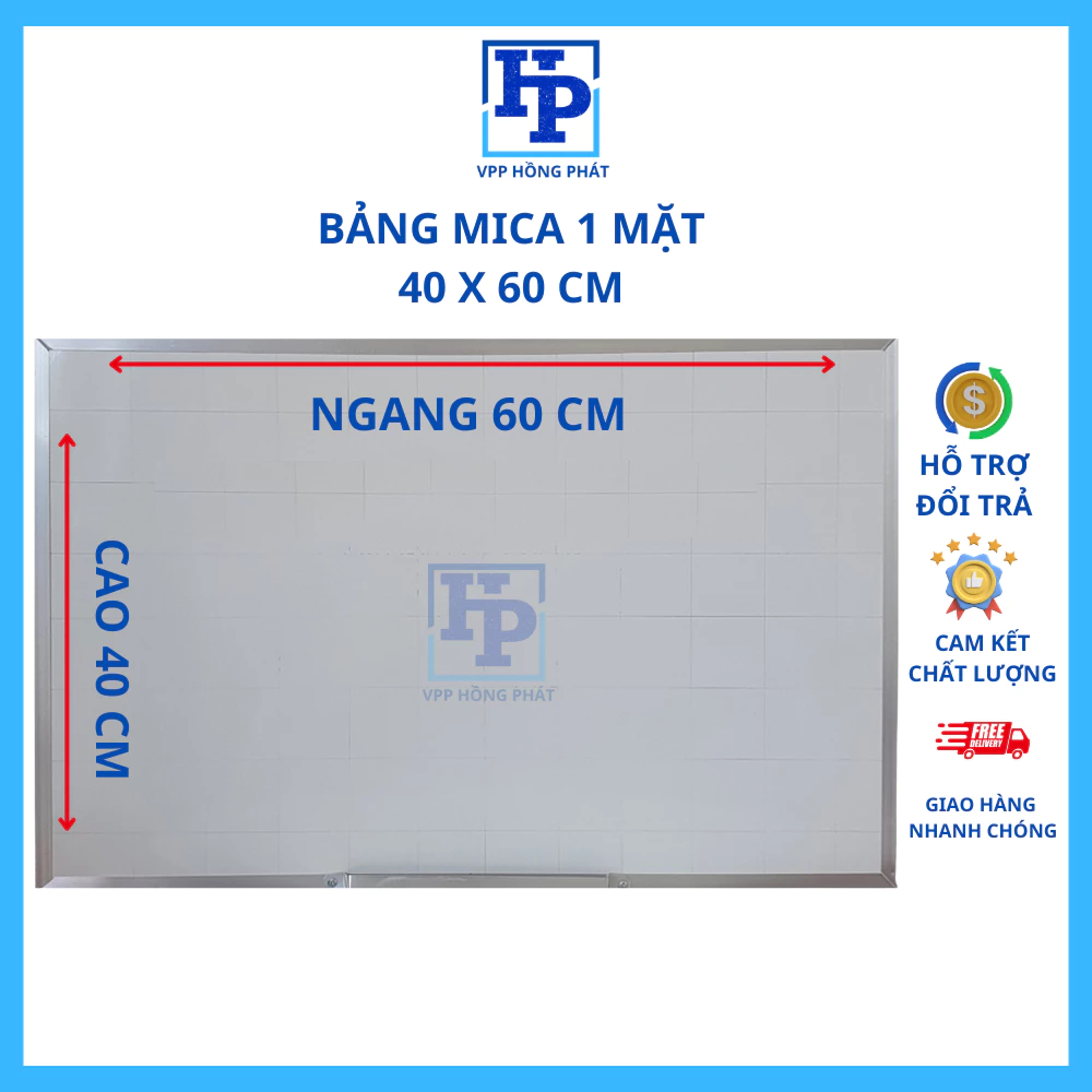 Bảng Viết Bút Lông - Bảng Trắng Viết Bút Lông Treo Tường SIZE 40x60 cm - vpp hồng phát