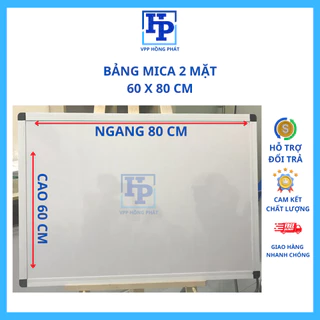 Bảng 2 mặt Viết Bút Lông và viết phấn -bảng Treo Tường SIZE 60x80 cm - Bảng Mica Trắng vpp hồng phát