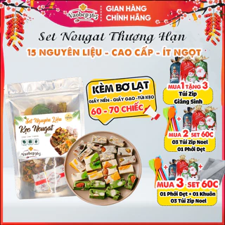 Set nguyên liệu kẹo Nougat ⚡THƯỢNG HẠN⚡Mix 3 vị, kẹo hạnh phúc ít ngọt, siêu hạt, hương vị mới lạ, độc đáo