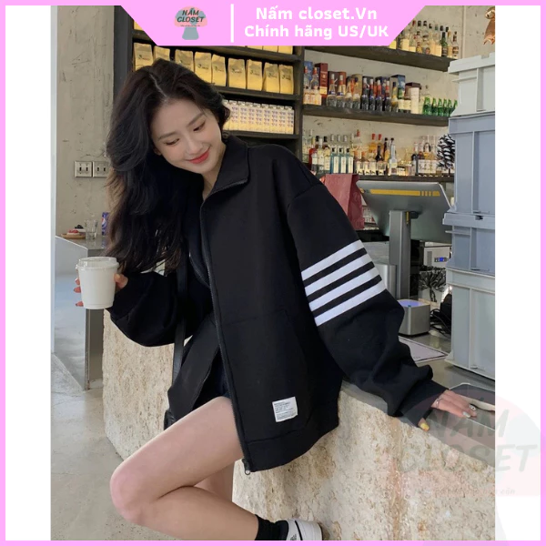 Áo hoodie zip vạch tay chất nỉ bông cao cấp form rộng unisex nam nữ cá tính - NAM016