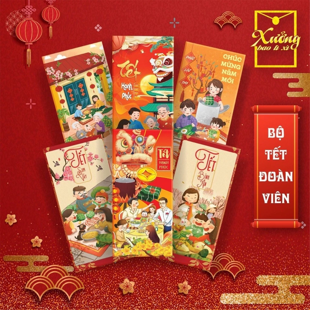 [XƯỞNG LÌ XÌ] Set 100 bao lì xì Truyền Thống Đẹp Têt Quỹ Mão 2024, Mix Nhiều Mẫu