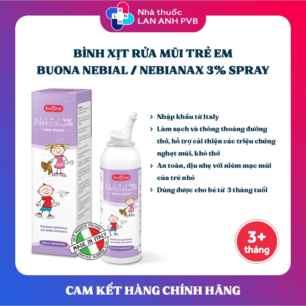 BUONA NEBIAL / NEBIANAX 3% SPRAY NASALE - Bình xịt rửa mũi cho trẻ từ 3 tháng tuổi.