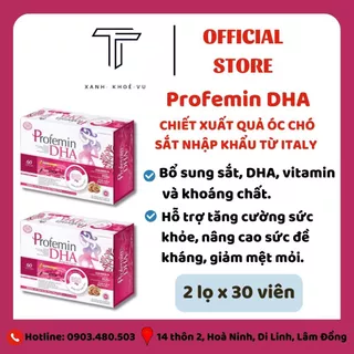 Viên uống bổ sung DHA, sắt, vitamin và khoáng chất cho mẹ bầu PROFEMIN DHA PREMIUM hộp 2 lọ x 30 viên