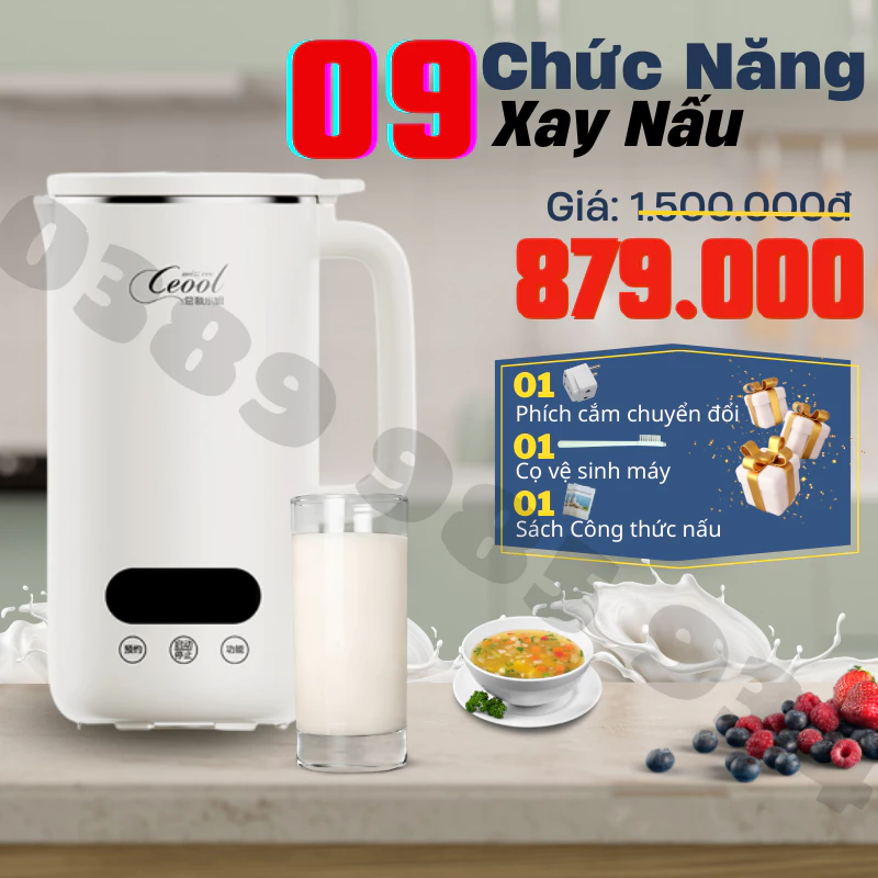 Máy làm sữa hạt đa năng chính hãng Ceool bảo hành chính hãng  Chức năng nấu tiện lợi công suất cao